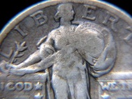 美國銀幣-1929年美國站立自由女神持盾像(Standing Liberty)花旗鷹展翅25仙(Quarter Dollar)銀幣(流通時間最短之1/4圓, S標記)