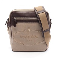 【二手】Prada PRADA 肩背包 Logo 提花 46022 米色/ブラウン帆布皮革 Logo 提花單背包 女士二手 A