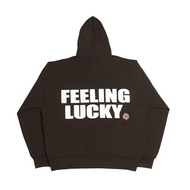 "Feeling Lucky" Oversized Brown Hoodie 99Clover Stok Terbatas