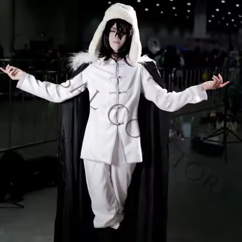 Anime Bungo Stray Dogs Fyodor Dostoevsky Cosplay Black Cape Costume Red Shoe Cover Full Set Hallowee