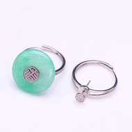 S925 Sterling Silver Ring Empty Holder | Adjustable Open Large Ring Holder Female Abacus Bead Flat Bead DIY Small Peace