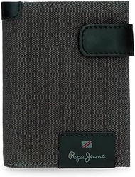 Hilltop Vertical Wallet with Card Slot and Click Closure, Grey, 8.5 x 10.5 x 1 cm, Leather by Joumma