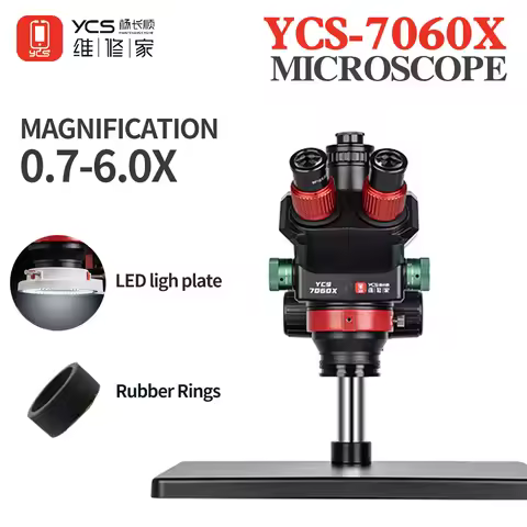 YCS 7060X 0.6-6.0X Microscope with LED Light for Mobile Phone Repair PCB Chip Component Desoldering 