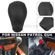 Car Gear Shift Knob PU Leather Black Fit For Nissan Patrol GU4 Manual 3286540U00