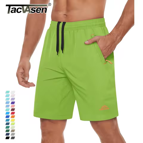 TACVASEN Quick Dry Athletic Running Shorts with Zipper Pockets Men's Summer Shorts for Gym Training 