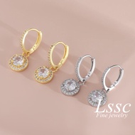 LSSC Round Pendant Earrings for Women Titanium Steel Minimalist Design Earrings Subang Telinga Perem