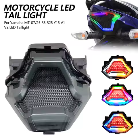 For Yamaha MT-07 MT-25 R3 R25 Y15 V1 V2 Motorcycle LED Tail Light Waterproof Integrated Turn Signal 