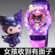 [Ready Stock] Sanrio Kuromi Children's Watch Toy Girl Kindergarten Luminous Cartoon Electronic Small