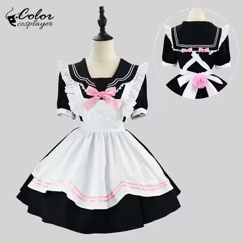 Color Cosplayer Women Lolita Japanese Anime School Uniform Maid Cosplay Costume Seaman Outfit Black 