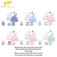 Bebe Favour 4Pcs Knot Hat & Socks Set BP73704,BP73705,BP73706,BP73707,BP73708,BP73709