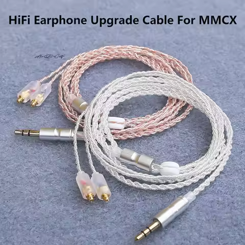 HiFi Silver Plated Earphone Upgrade Cable 3.5mm MMCX 1.2m Core Cable for Sennheiser IE200/IE300/IE60