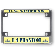 Sign Destination Metal Bike License Plate Frame U.S. Veteran F4 Phantom Motorcycle Tag Holder Chrome