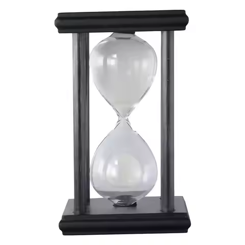 Practical 30 Minutes Hourglass Sand Timer White Sand Vintage Sandglass Timer Black Wooden Hourglass
