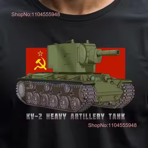 KV 2 Heavy Artillery Tank Russian WW2 Soviet Russia Flag Tanks classic tee long or short sleeves