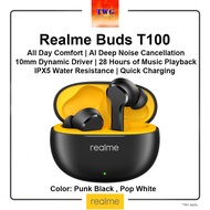 realme Buds T100 - 28 hours Total Playback | Ai Noise Cancellation Calls | IPX5 Water Resistance