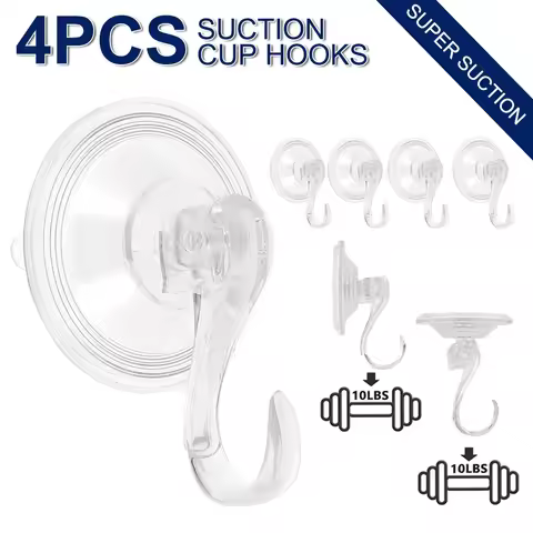 4/8Pcs Suction Cup Hooks Clear Reusable Heavy Duty Vacuum Suction Cup Hooks for Glass Shower Wall Wi