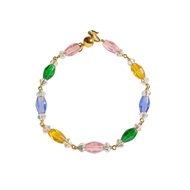 585 Gold Crystal Bracelet | 14K Gold Bracelet | Colorful Gemstone (Lth: 4.9)