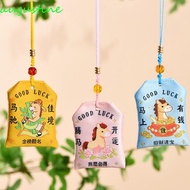 AUGUSTINE Horse Year Omamori, Embroidered Kawaii Good Luck Charms, Wealth Cartoon Creative Blessing 