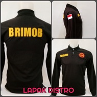 Kaos Baju Kaos Polo Shirt BRIMOB Lengan Panjang Hitam