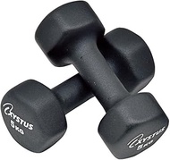 TOEI LIGHT H7174 Rubber Coated Dumbbell 5, 11.0 lbs (5 kg), Set of 2, Rubber Coating, Black
