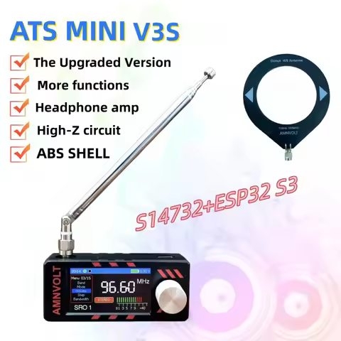 V3S AMNVOLT Mini SI4732 DSP Radio Receiver with Hi-Z, Headphone Amplifier Circuit FM AM SSB LSB USB 
