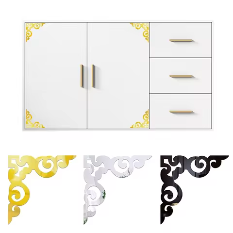 8/16pcs 3D Mirror Wall Stickers Furniture Stick Wall paper Home Decor Cabinet Living Room Background