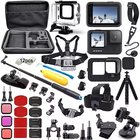 Accessories Kit for Gopro Hero 12 11 10 9 Black Carrying Bag Waterproof Housing Case Tripod Set for 