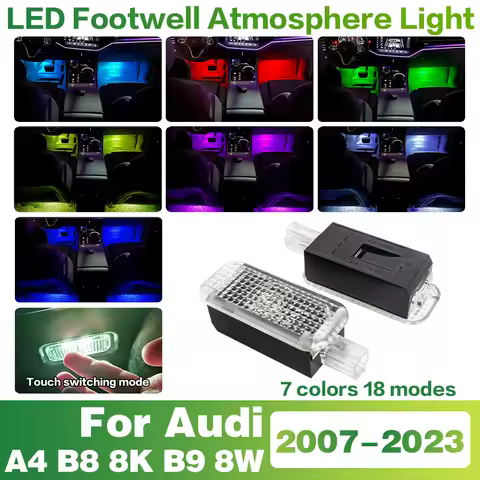 LED Car Footwell Light Interior Decoration Atmosphere Lamp Accessories For Audi A4 B8 8K B9 8W 2007 