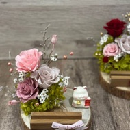 招財貓永生花名片座 乾燥花/開幕送禮/招財/玄關擺飾/升遷祝賀