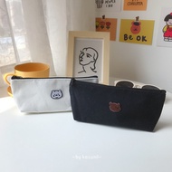 Ohaya丨Cute Bear Embroidery Cat Pencil Cases Bags Creative Korea Fabric Pen Box PouOhaya Case SOhayaool Office Stationary Supplies