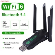 PINYEKOO Dual Band WiFi6 USB Adapter, AX900 Bluetooth 5.4 900Mbps WiFi Dongle, Plug Play 4 Antenna U