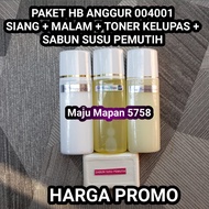 Paket HB Whitening Kode AGR 004001 Siang + Malam + Toner Kelupas + Sabun Susu Pemutih / HB Whitening