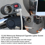 12-24V Motorcycle Waterproof Lighter Socket USB Charger for Phone