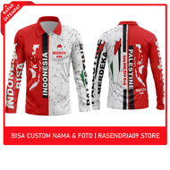 Baju Kaos Polo/Wangki Pria 17 Agustusan | HUT-RI 77 | Merah-Putih | Indonesia-Palestine | Fullprint Terbaru