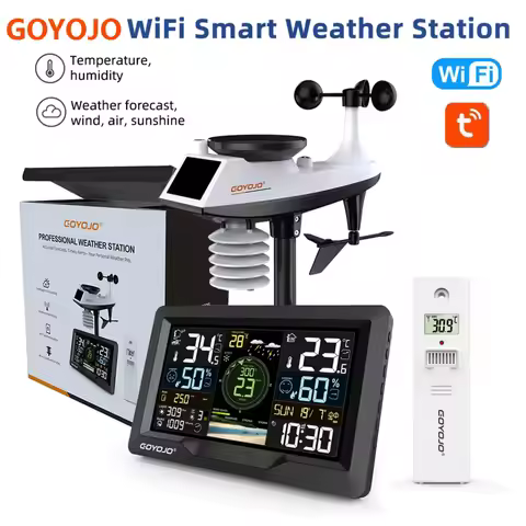 WiFi Weather Station 7-in-1 with APP, Weather Stations Wireless Indoor Outdoor with Thermometer Hygr