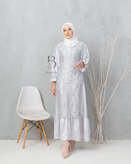SNOWY DRESS BAHAN SATIN ROBERTO MIX OUTER BRUKAT GAUN KONDANGAN BUSUI FRIENDLY GAMIS MUSLIM DRESS BR