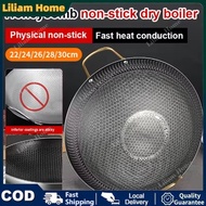Durable Stainless Steel Honeycomb Non-Stick Dry Pan with Handle Quick Heat Transfer Physical Kuali T