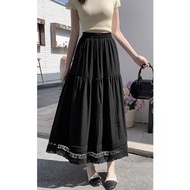 Hollow Stitching Lace Edge High-Waist Slimming Mid-Length Pant