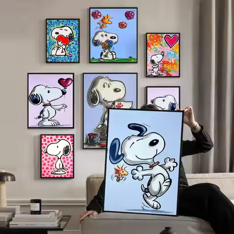 Art Cartoon S-Snoopy Classic Vintage Posters Decoracion Painting Wall Art White Kraft Paper Kawaii R