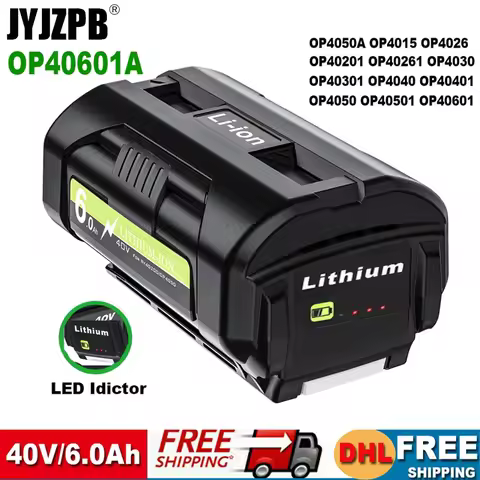 For Ryobi OP40401 Battery 40V 6.0Ah Replacement Li-ion Battery For Ryobi OP4026 OP4030 OP4050 OP4060