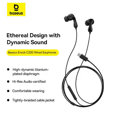 Baseus Encok CZ20/HZ20 Wired Earphones Cluster Black NEW Ear Wireless Bluetooth Headphones Transpare