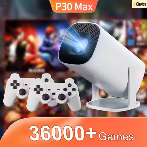 P30 Max Projector HD 1080P Android 11 Proyector Video Game Console With 2 Wireless Game Controllers 