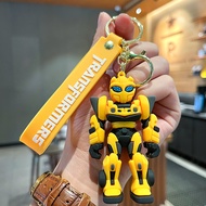 หุ่นยนต์ทรานฟอร์เมอร์ Optimus Prime Bumblebee สามมิติพวงกุญแจห้อยกระเป๋าตุ๊กตาพวงกุญแจอนิเมะสำหรับเด็กของเล่นซิลิโคน