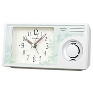 [Direct From Japan] SEIKO Clock Tabletop White Pearl Body Alarm Analog / Wall Light Green Pattern