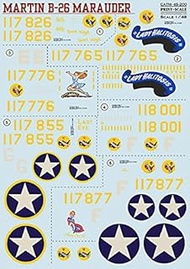 Print Scale 48-200 - 1/48 Martin Marauder B-26B-MA, Decals for Aircraft Model