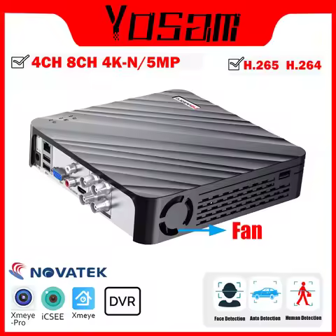 8-Channel 6IN1 Hybrid DVR NVR - 4K-N 5MP Video Recorder for Analog AHD Inputs