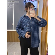 KEMEJA Polka dot jeans shirt women's shirt made of premium quality jeans, oversized shirt, alo shirt