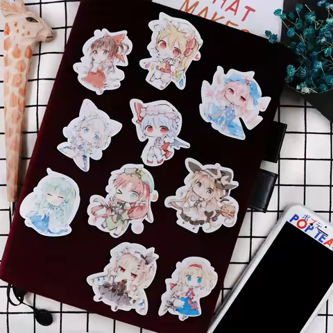 21pcs/lot Touhou Project Sticker DIY Fumo Pattern Reimu Marisa Cirno Patchouli Luggage Suitcase Skat