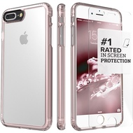 【Saharacase】撒哈拉 輕透款 iPhone7/8Plus(5.5吋) 手機殼(9H玻璃保護貼+貼膜神器+安裝組) 玫瑰金透