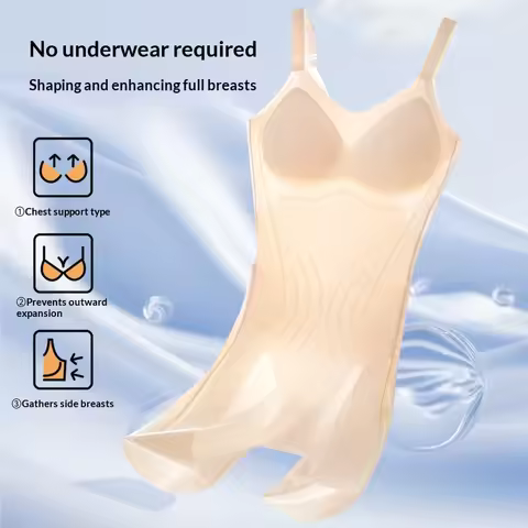 New Style Jelly Strip Lightweight Shapewear with Built-in Bra Pad Seamless Tummy Control Body Shaper